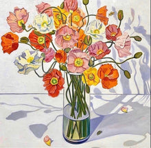 Load image into Gallery viewer, Poppies With Two Bees ( Framed)